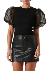 ASTR the Label Avery Organza Puff Sleeve Open Back Top