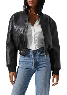 ASTR the Label Avianna Faux Leather Crop Bomber Jacket