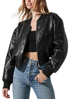 Astr the Label Avianna Faux Leather Rhinestone Jacket