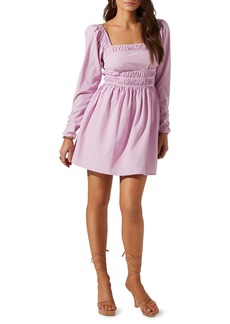ASTR the Label Cinched Waist Long Sleeve Minidress in Lavender at Nordstrom Rack