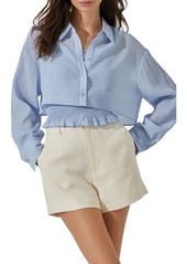 ASTR the Label Crop Button-Up Shirt & Smocked Camisole