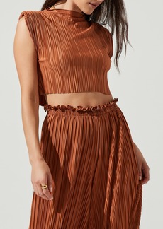 ASTR the Label Cruise Plissé Sleeveless Crop Top in Rust at Nordstrom Rack