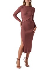 ASTR the Label Cutout Long Sleeve Ribbed Midi Sweater Dress