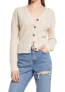 ASTR the Label Embroidered Cardigan in Blush Flower at Nordstrom