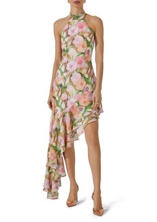 ASTR the Label Floral Asymmetric Halter Dress