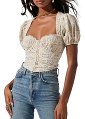 ASTR the Label Floral Bustier Top in Blue Peach Ditsy at Nordstrom