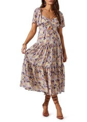 ASTR the Label Floral Cutout Lace-Up Midi Dress