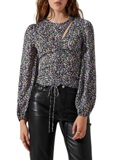 ASTR the Label Floral Cutout Ruched Blouse