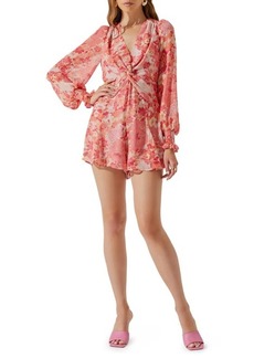 ASTR the Label Floral Open Back Long Sleeve Chiffon Romper