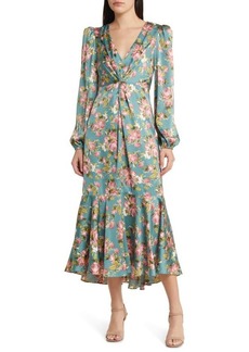 ASTR the Label Floral Print Long Sleeve Midi Dress