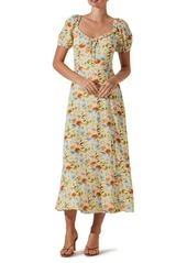 ASTR the Label Floral Puff Sleeve Midi Dress