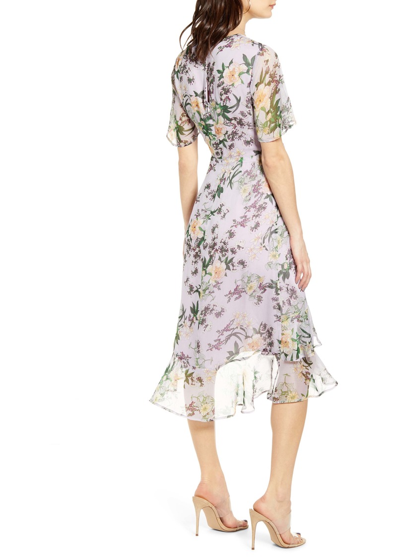 astr the label floral ruched front maxi dress