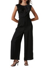 ASTR the Label Inverted Pleat Neck Wide Leg Jumpsuit in Black at Nordstrom Rack