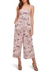 ASTR the Label Kona Strapless Wide Leg Crop Jumpsuit in Blossom Tropical Print at Nordstrom