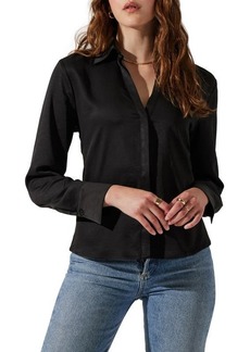 ASTR the Label Lace-Up Back Button-Up Blouse