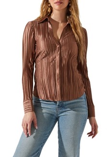 ASTR the Label Laurel Pleated Button-Up Shirt