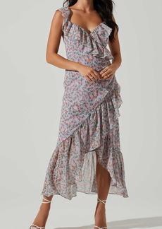 ASTR the Label Mahalia Floral Ruffle High-Low Dress in Lilac Orange Floral at Nordstrom Rack
