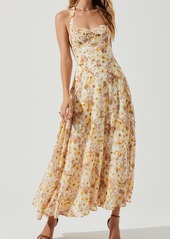 ASTR the Label Mariella Halter Midi Dress in Taupe Yellow Floral at Nordstrom Rack