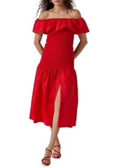 ASTR the Label Off the Shoulder Cotton Midi Dress