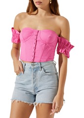 ASTR the Label Off the Shoulder Ruffle Sleeve Crop Top in Pink at Nordstrom Rack