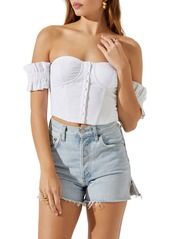 ASTR the Label Off the Shoulder Ruffle Sleeve Crop Top in Pink at Nordstrom Rack