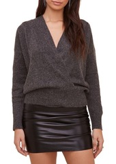 ASTR the Label Pleated Wrap Front Sweater in Charcoal at Nordstrom