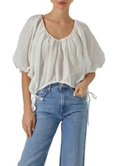 ASTR the Label Puff Sleeve Side Tie Top