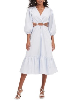 ASTR the Label Rosewood Cutout Puff Sleeve Cotton Dress in Light Blue at Nordstrom