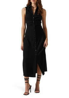 ASTR the Label Ruched Back Cutout Midi Shirtdress