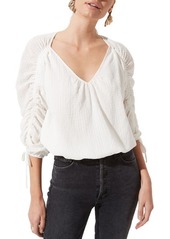 ASTR the Label Ruched Long Sleeve Top in White at Nordstrom