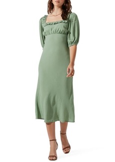 ASTR the Label Ruffle Midi Dress in Sage at Nordstrom
