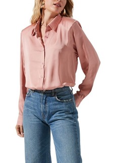 ASTR the Label Satin Button-Up Shirt in Blush at Nordstrom