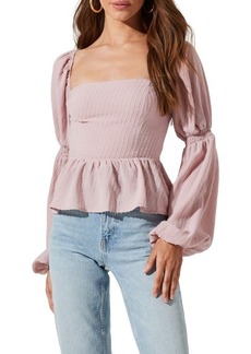 ASTR the Label Smocked Square Neck Top in Lilac at Nordstrom
