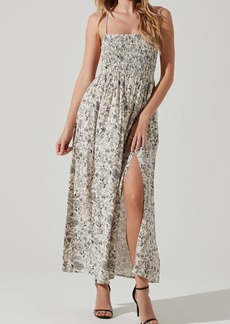ASTR the Label Stasia Floral Smocked Lace-Up Back Midi Dress in White/Dark Brown Paisley at Nordstrom Rack