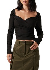 ASTR the Label Sweetheart Faux Wrap Jersey Top in Black at Nordstrom Rack