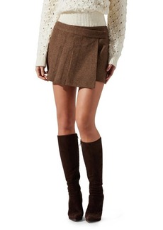 ASTR the Label Theodora Houndstooth Pleated Wool Blend Miniskirt