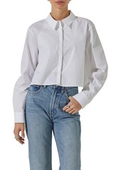 ASTR the Label Tie Back Crop Button-Up Shirt