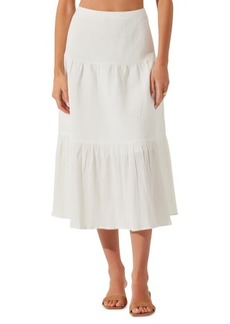 ASTR the Label Tiered Linen & Cotton Midi Skirt
