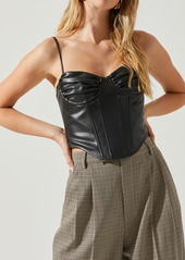 ASTR the Label Trishna Faux Leather Corset Camisole in Black at Nordstrom Rack