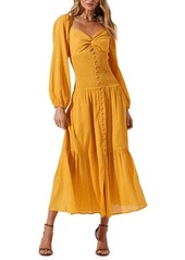 ASTR the Label Twist Bust Long Sleeve Midi Dress in Mustard at Nordstrom