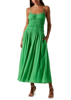 Astr the Label Women's Andrina Smocked Sleeveless Midi Dress - Kelly Green