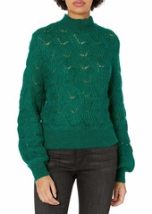 ASTR the label Women's Audra Geo Weave Classic Crewneck Pullover Sweater  S