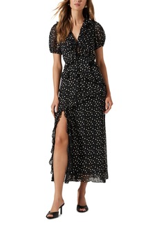 Astr the Label Women's Bennet Ruffle Puff-Sleeve Dress - Black Polk