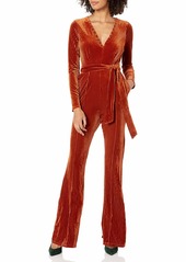 ASTR the label Women's Cadence Fitted Velvet Plunging Jumpsuit  M