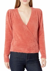 ASTR the label Women's Long Sleeve SHERESA Surplice V-Neck Sweater  S
