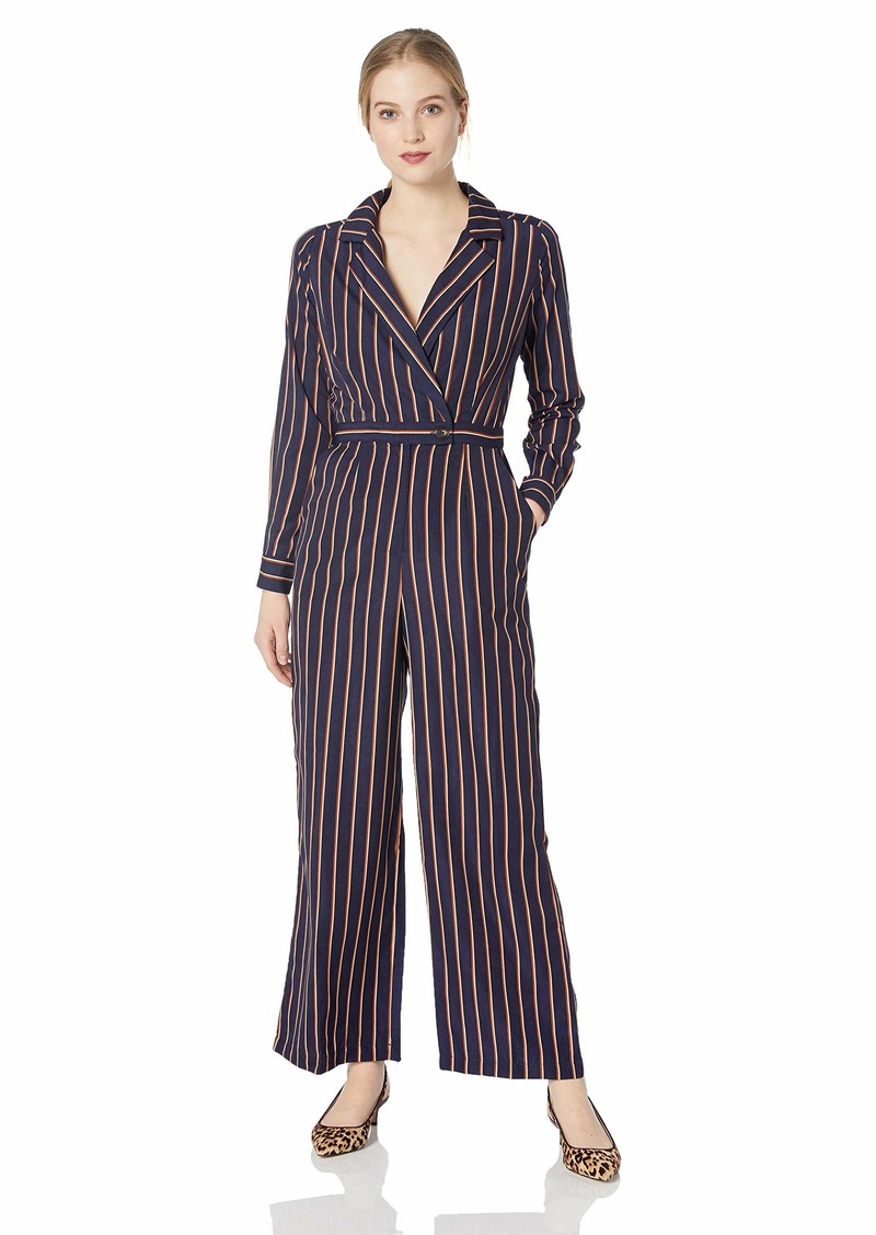 wrap front wide leg jumpsuit