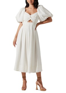 Astr the Label Women's Serilda Puff-Sleeve Midi Dress - White