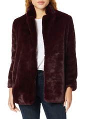 ASTR the label Women's Soft Collared Faux Fur Long Coat