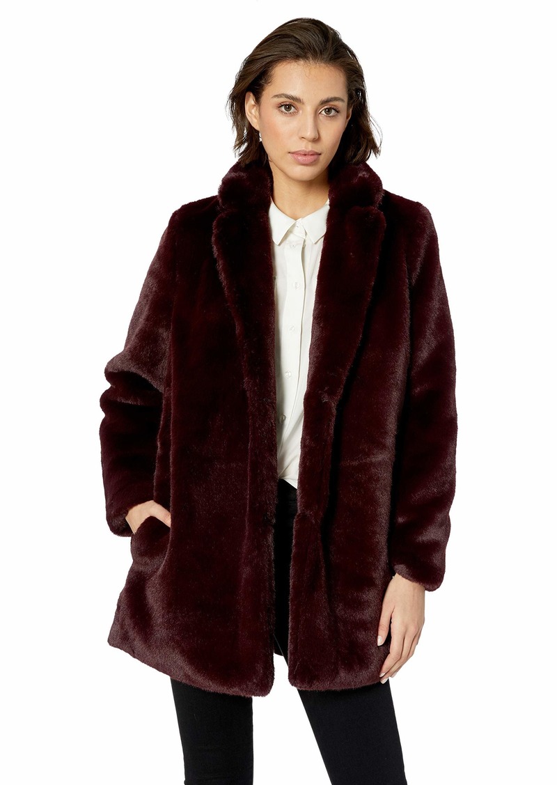 ASTR the label Women's Soft Collared Faux Fur Long Coat  l