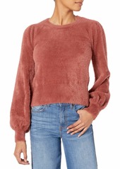 ASTR the label Women's Sorbet Solid Long Sleeve Fuzzy Sweater  L